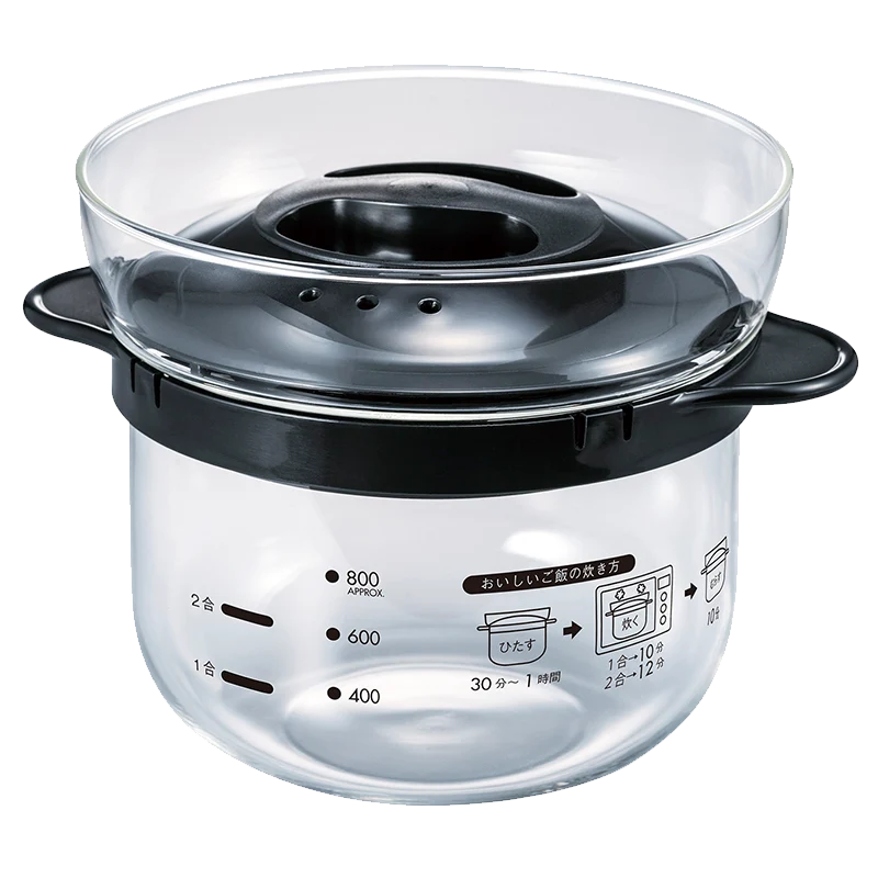 Microwave Glass Rice Cooker Black