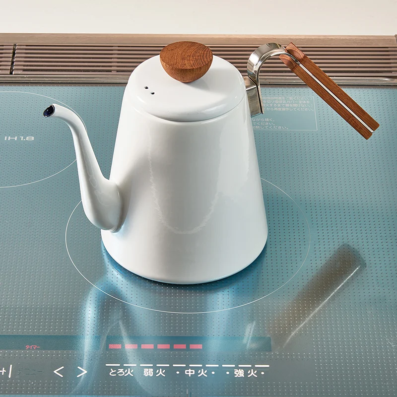 Coffee Pour Over Brewing Kettle Bona, 800mL, White Enamel