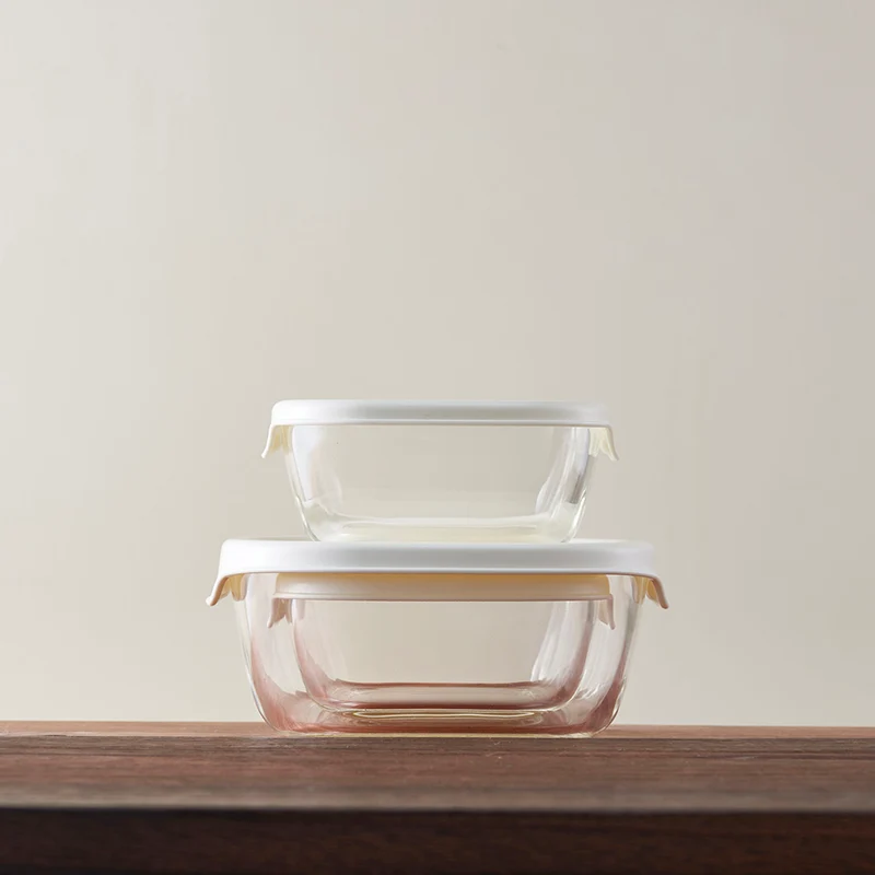 Heatproof Glass Container Square, 3pcs set