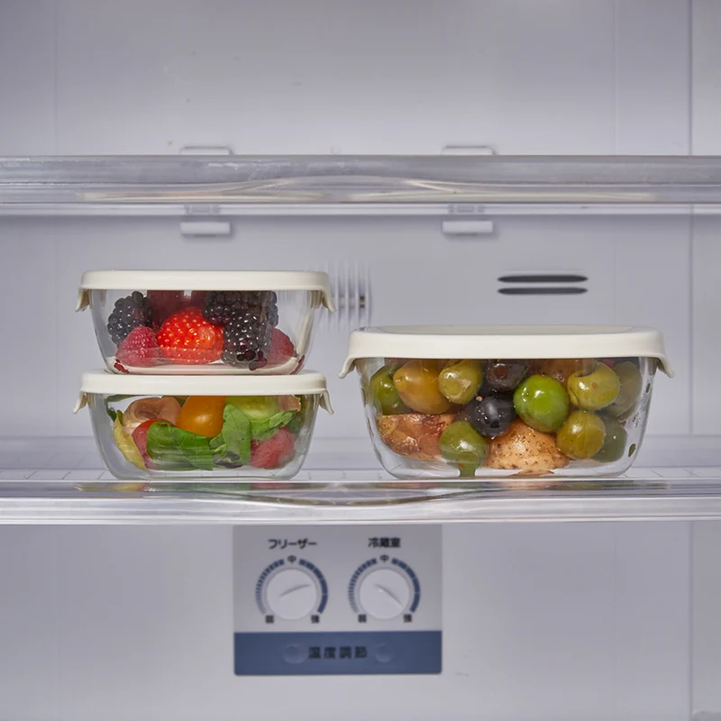 Heatproof Glass Container Square, 3pcs set