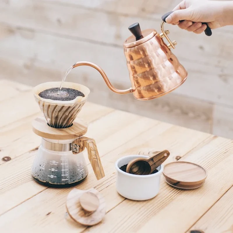 [Hario Asia Official] V60 Glass Dripper Olive Wood - 02 Size
