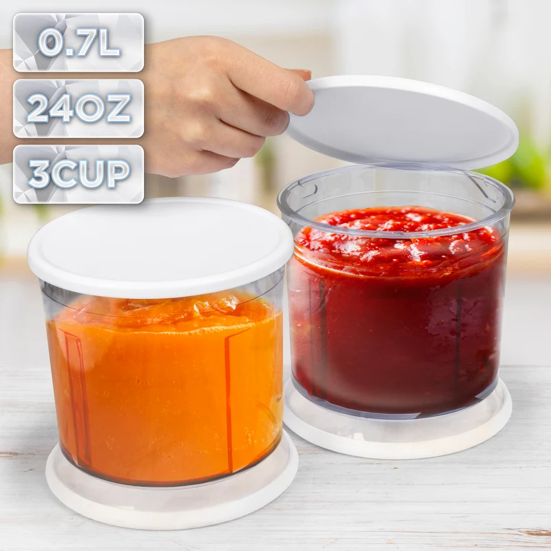 Duronic CHA57W Ciotola Ricambio per Tritatutto CH57 700ml Bianco, Con coperchio, capacità 1L, base antiscivolo, leggera 250g, 13x14x14cm, ricambio compatibile CH57