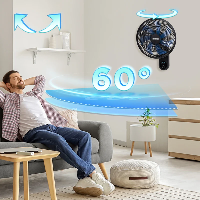 Duronic FN12 BK Ventilatore da Parete 34 cm, Telecomando, 50W, Oscillante | 3 velocità, Ventola con timer 1-7,5 h, silenzioso, controllo manuale o telecomando, cucina, camera, garage, ufficio, Nero