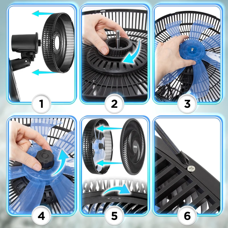Duronic FN12 BK Ventilatore da Parete 34 cm, Telecomando, 50W, Oscillante | 3 velocità, Ventola con timer 1-7,5 h, silenzioso, controllo manuale o telecomando, cucina, camera, garage, ufficio, Nero