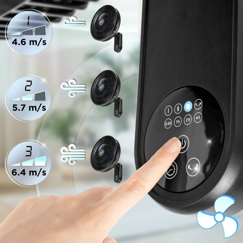 Duronic FN42 BK Ventilatore da Parete 50W 16 Duronic FN42 BK Ventilatore da Parete 50W 16 Pollici con 3 Velocità | Ventilatore Muro Oscillazione, Timer fino a 7,5 Ore, Telecomando, 10 Pale Silenziose Ventola per Casa, Camera e Soggiornocon 3 Velocità