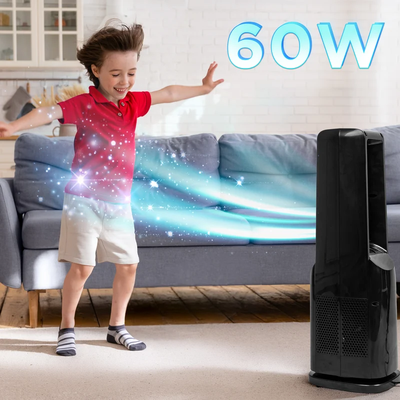 Duronic FN72 BK Ventilatore a Colonna 60W Ventola Torre con 3 Velocità | Oscillazione, Timer 1-12 Ore, Modalità Notte Silenziosa, Telecomando, Salvaspazio Ventilatore per Casa, Camera e Soggiorno