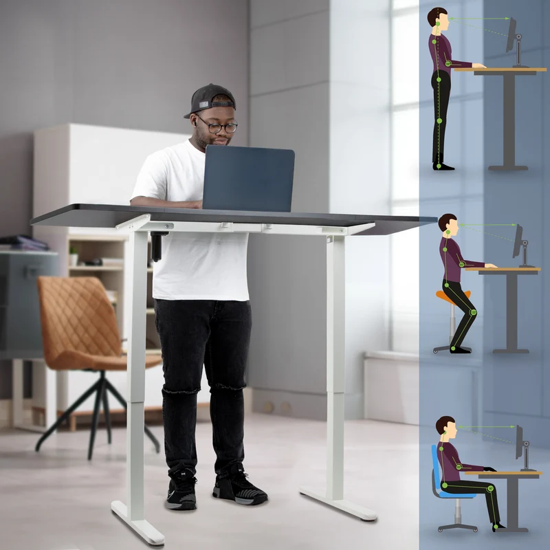 Duronic CD160 WK Scrivania Elettrica Regolabile in Altezza 160x60 cm Bianco, Desk Motorizzato 72-118 cm, 3 Memorie, USB USB-C, Carico 70 kg, Postazione Ergonomica Ufficio Casa Smart Working