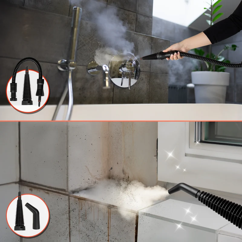 Duronic SC32 WE Pulitore a Vapore Portatile 1050W con Serbatoio 350 ml, Pulizia a Vapore Multifunzione Senza Detergenti per Divani Tessuti Fughe Doccia Forno Cucina Vetri Finestre Auto Bianco