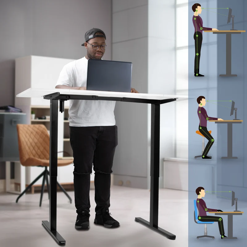 Duronic CD160 BW Scrivania Elettrica Regolabile in Altezza 160x60 cm Nera Bianco, Desk Motorizzato 72-118 cm, 3 Memorie, USB USB-C, Carico 70 kg, Postazione Ergonomica Ufficio Casa Smart Working