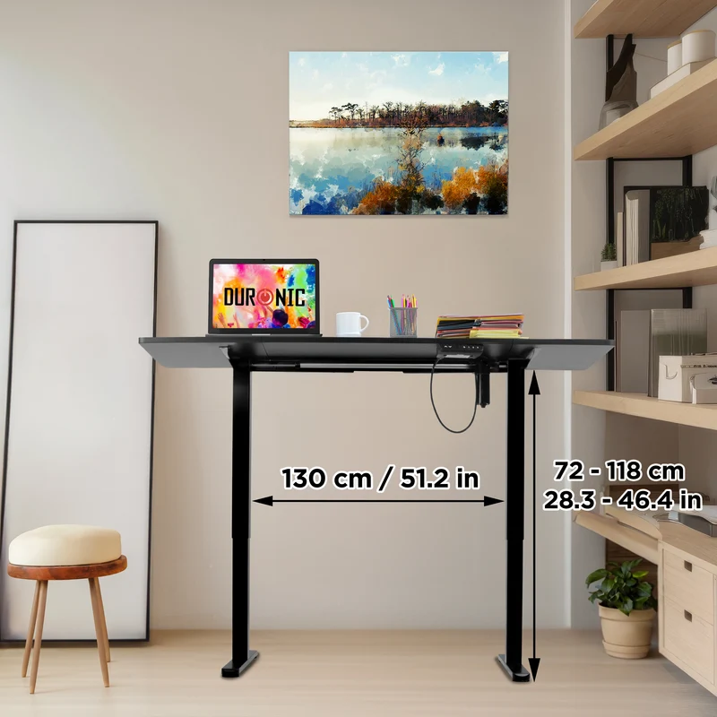 Duronic CD160 BK Scrivania Elettrica Regolabile in Altezza 160x60 cm Nera, Desk Sit Stand Motorizzato 72-118 cm, 3 Memorie, USB USB-C, Carico 70 kg, Postazione Ergonomica Ufficio Casa Smart Working