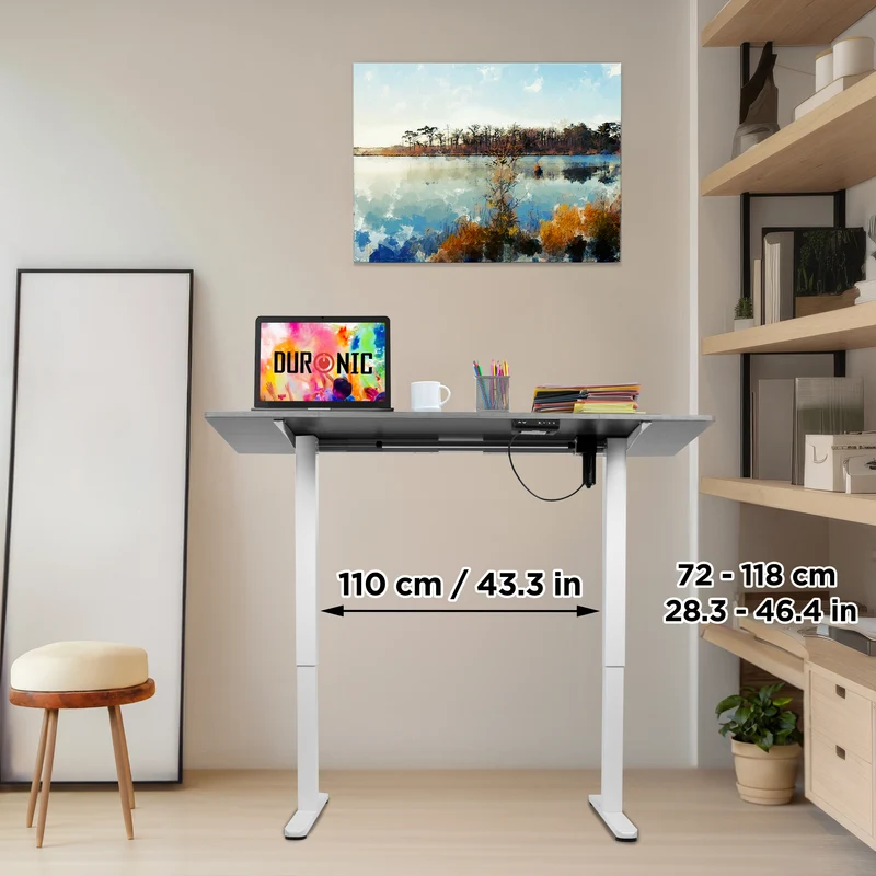 Duronic CD140 WG Scrivania Elettrica Regolabile in Altezza 140x60 cm, Desk Sit Stand Motorizzato 72-118 cm con Memorie USB USB-C, Carico 70 kg, Postazione Ergonomica Ufficio Casa Smart Working (Copy)