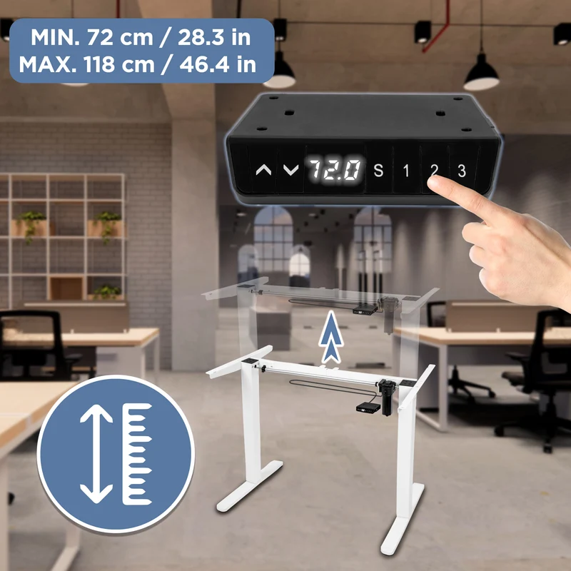 Duronic CD140 WE Scrivania Elettrica Regolabile in Altezza 140x60 cm, Desk Sit Stand Motorizzato 72-118 cm con Memorie USB USB-C, Carico 70 kg, Postazione Ergonomica Ufficio Casa Smart Working