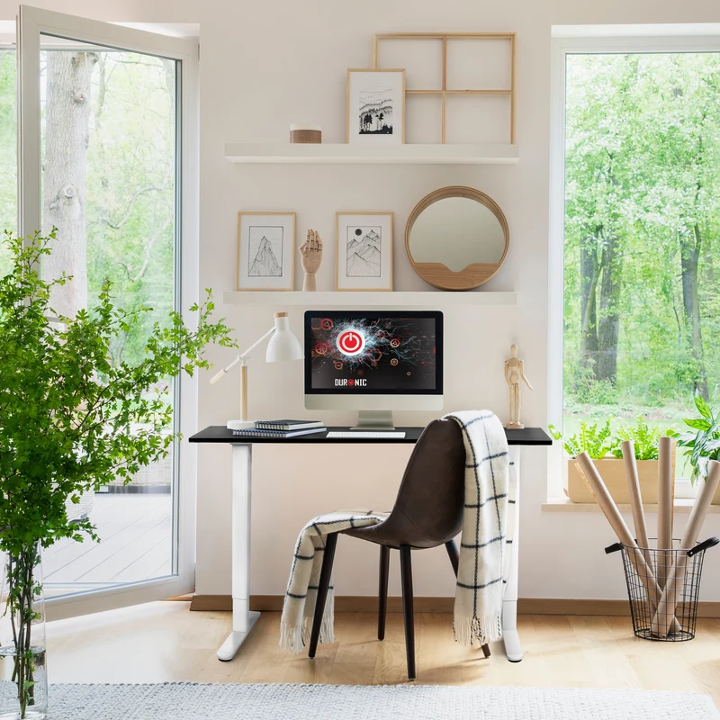 Duronic CD140 WK Scrivania Elettrica Regolabile in Altezza 140x60 cm, Desk Sit Stand Motorizzato 72-118 cm con Memorie USB USB-C, Carico 70 kg, Postazione Ergonomica Ufficio Casa Smart Working