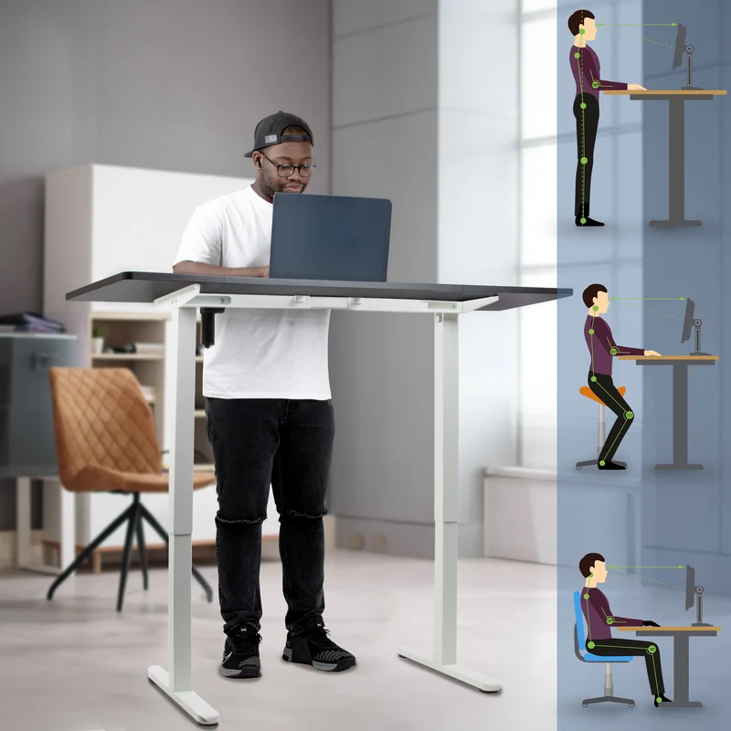 Duronic CD140 WK Scrivania Elettrica Regolabile in Altezza 140x60 cm, Desk Sit Stand Motorizzato 72-118 cm con Memorie USB USB-C, Carico 70 kg, Postazione Ergonomica Ufficio Casa Smart Working