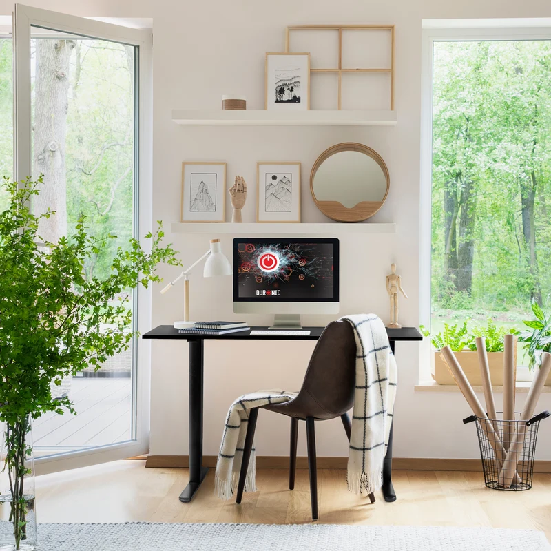 Duronic CD140 BK Scrivania Elettrica Regolabile in Altezza 140x60 cm Nera, Desk Sit Stand Motorizzato 72-118 cm con Memorie USB USB-C, Carico 70 kg, Postazione Ergonomica Ufficio Casa Smart Working