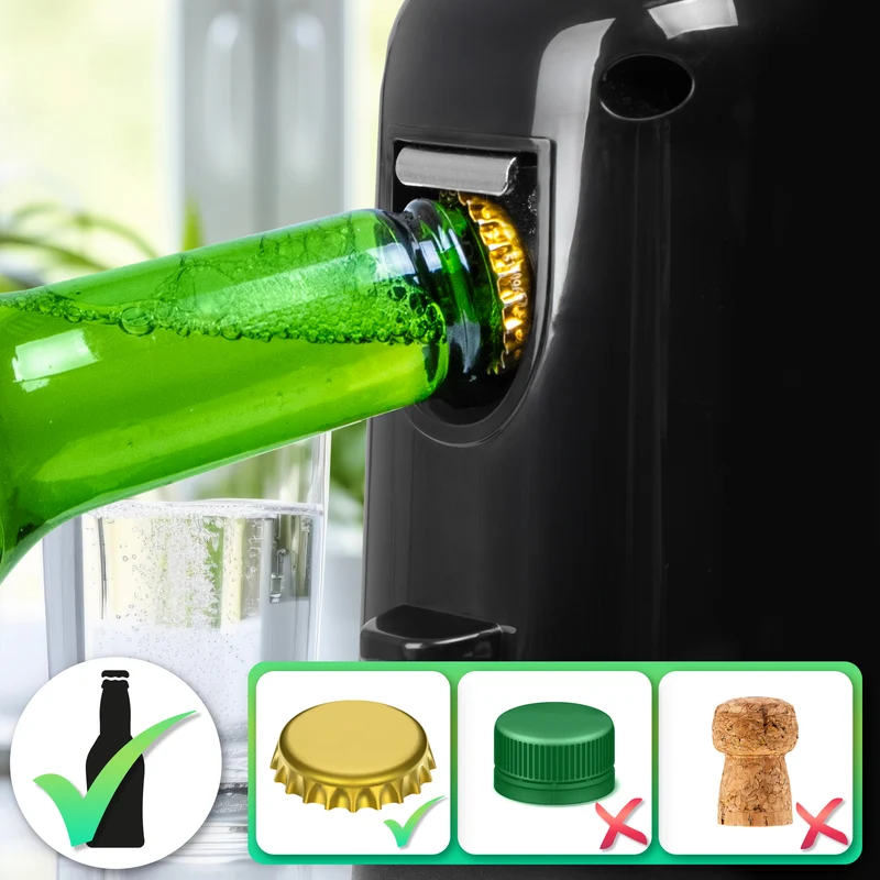 Duronic CO40 BK Apriscatole Elettrico 50W Automatico, Apri Lattine da Tavolo con Arresto Automatico, Affilacoltelli Integrato, Apribottiglie e Decapsulatore, Can Opener, Coperchio