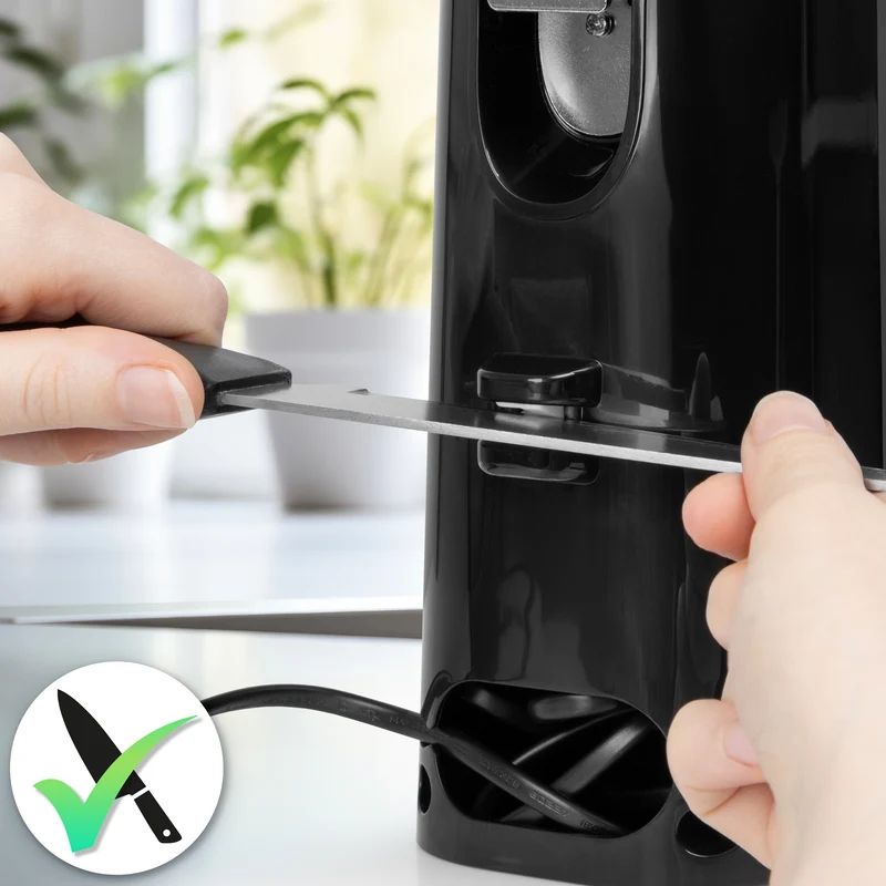 Duronic CO40 BK Apriscatole Elettrico 50W Automatico, Apri Lattine da Tavolo con Arresto Automatico, Affilacoltelli Integrato, Apribottiglie e Decapsulatore, Can Opener, Coperchio