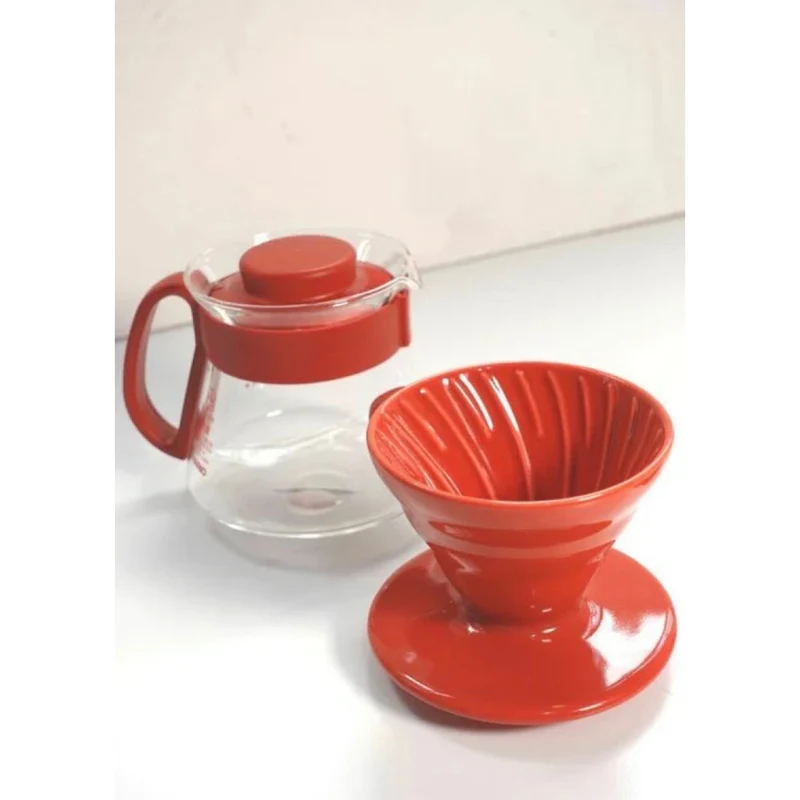 V60 Ceramic Dripper Pot Set 01 Red - VDS-3012R