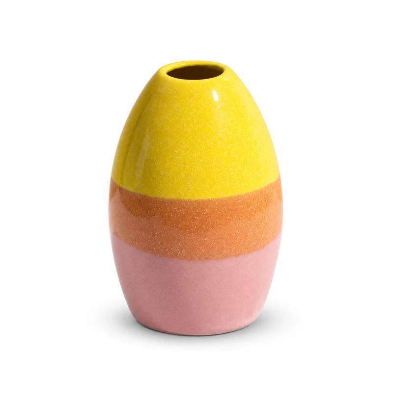 "Egg" Vase, Yellow/Pink