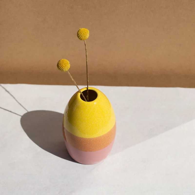 "Egg" Vase, Yellow/Pink