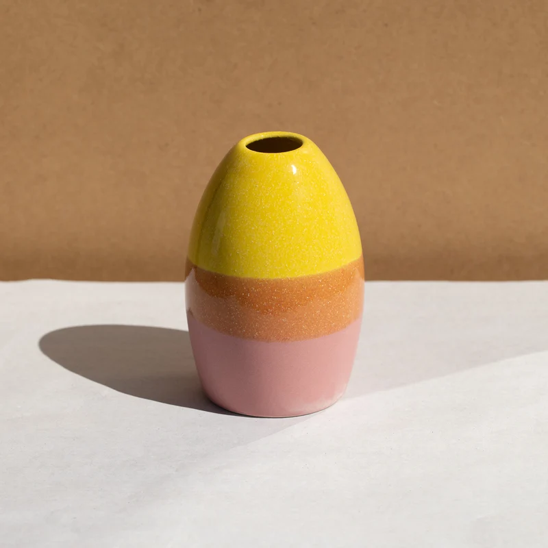 "Egg" Vase, Yellow/Pink