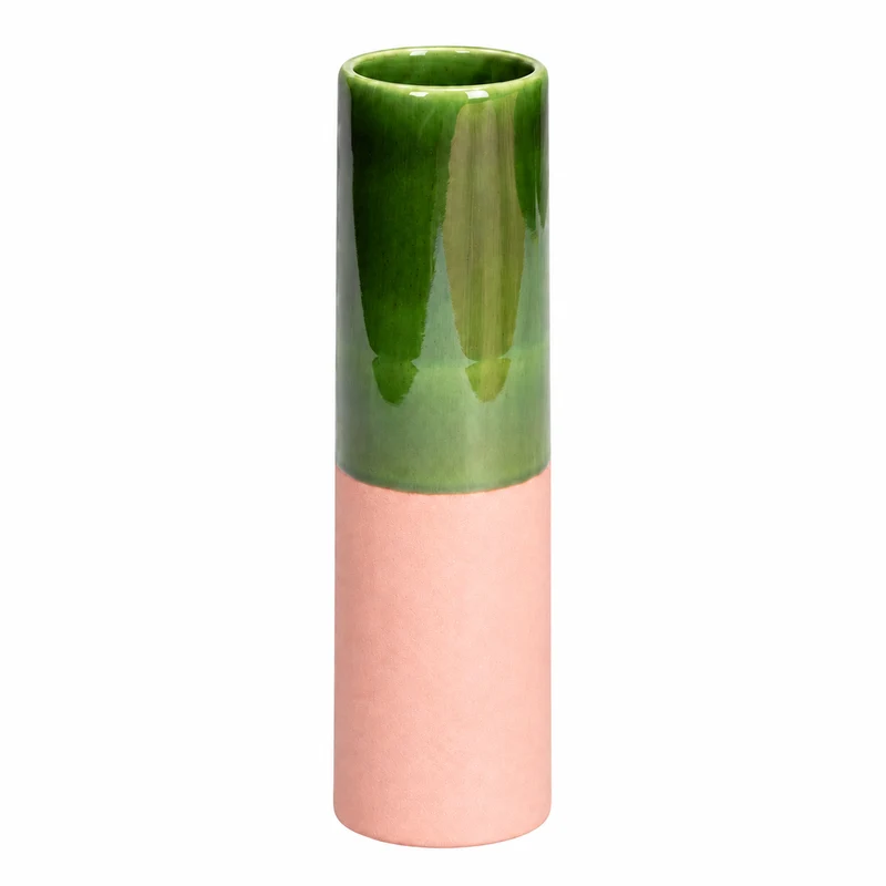 "Chimney Small" Vase, Green/Pink