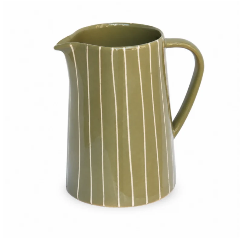 Small Pitcher, 1 L, Striped Olive