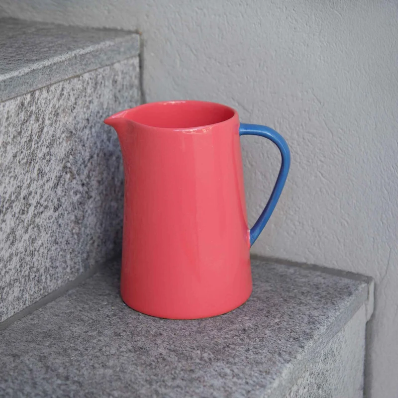 Small 1-Liter Peach Jug / Dark Blue Handle