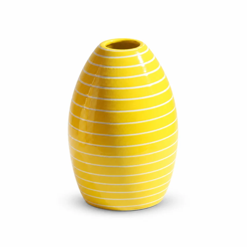 "Egg" Vase, Striped Yellow