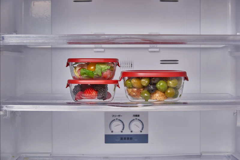 3 PC Heatproof Glass Food Storage Container (Round/Square) - Red