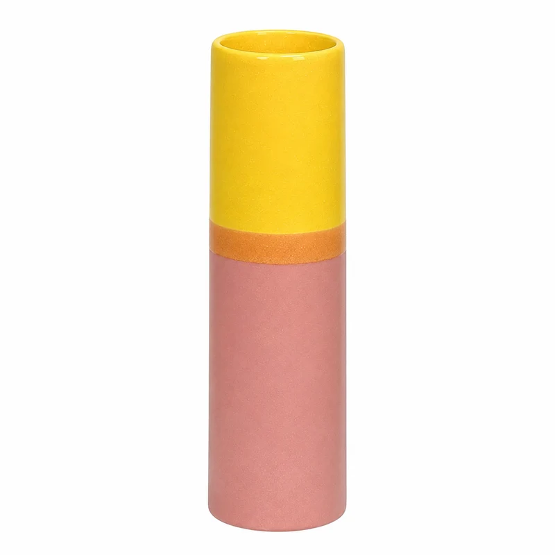 "Chimney Small" Vase, Yellow/Pink