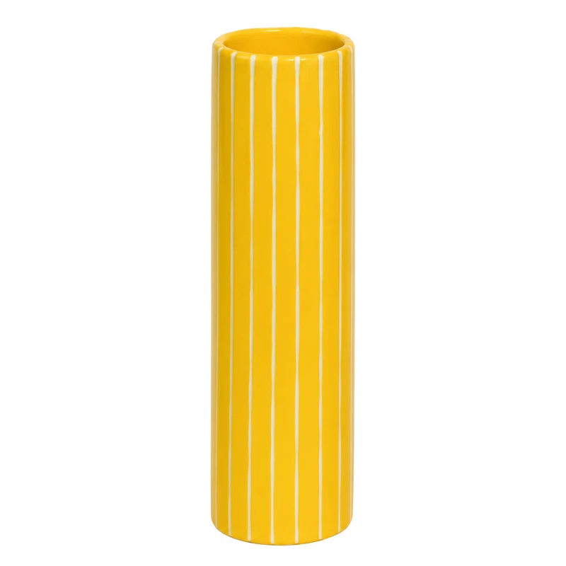 "Chimney Small" Vase, Striped Yellow