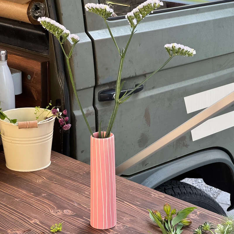 "Chimney Small" Striped Pink Vase