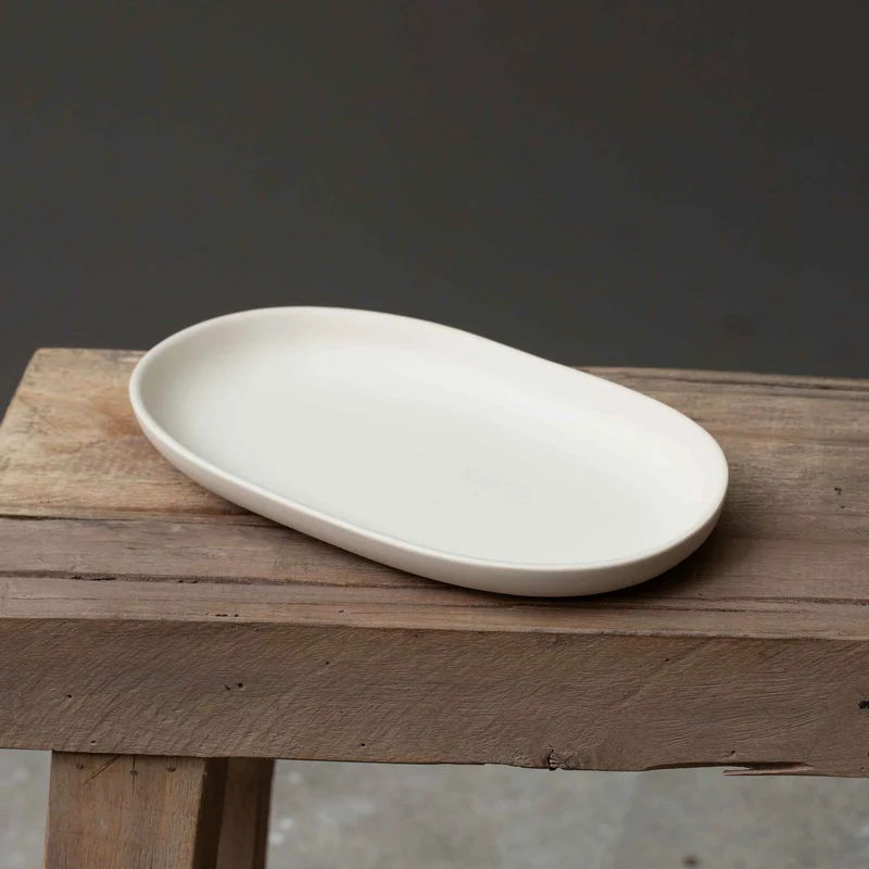 Oval Plate, 22 cm, Beige