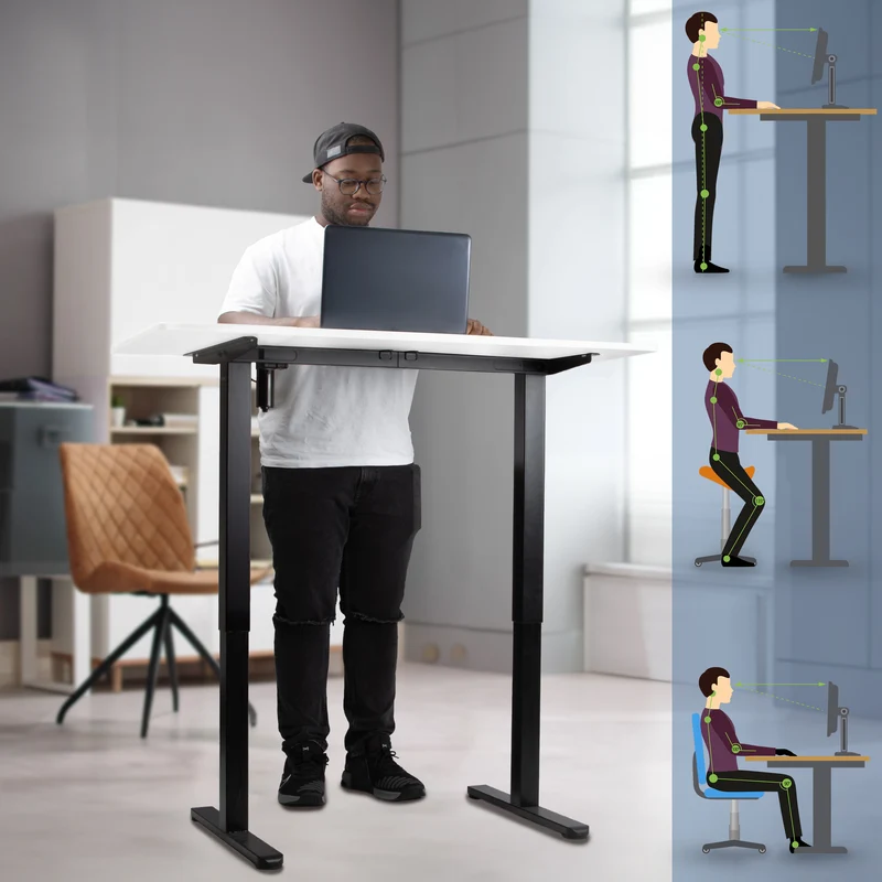 Duronic CD120 BW Scrivania Elettrica Regolabile in Altezza 72-118 cm, Piano 120x60 cm, Portata 70 kg, Postazione Ergonomica Seduto-In Piedi per Ufficio e Telelavoro con Porte USB e USB-C, Bianco