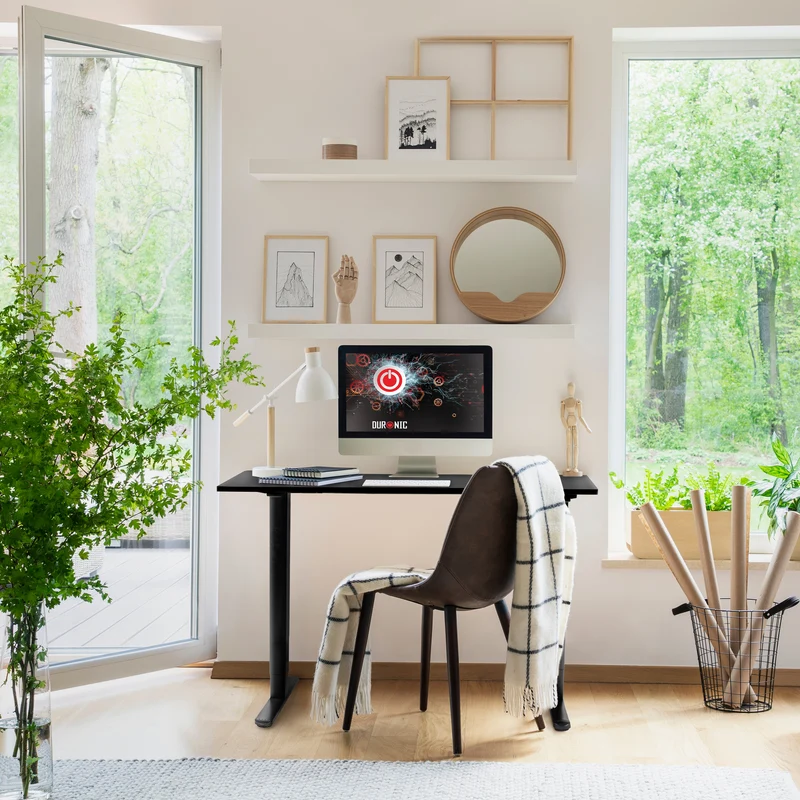 Duronic CD120 BK Scrivania Elettrica Regolabile in Altezza 72-118 cm, Completa di Piano 120x60cm, Portata 70kg, Ufficio Ergonomico per Casa, Postazione Lavoro con Porte USB e USB-C, Nero