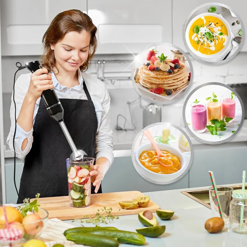 Duronic HB35B Frullatore a immersione 350W, Lame e bacchetta in acciaio inox facili da pulire, Impugnatura sottile, 2 velocità diverse, Versatile, Cavo lungo 150 cm