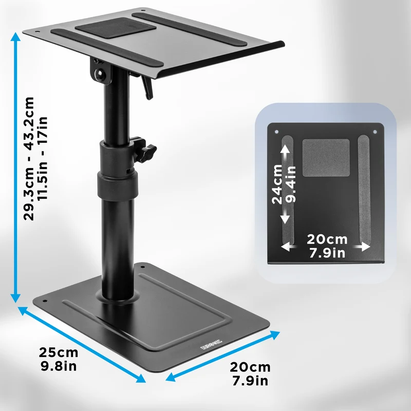 Duronic SPS30 2 Supporti per Altoparlanti da tavolo | Altezza regolabile da 26,4 a 40,5 cm | Inclinazione e rotazione | Vassoio 24 x 20 cm | Base 25 x 20 cm | Studio di registrazione per l'home cinema