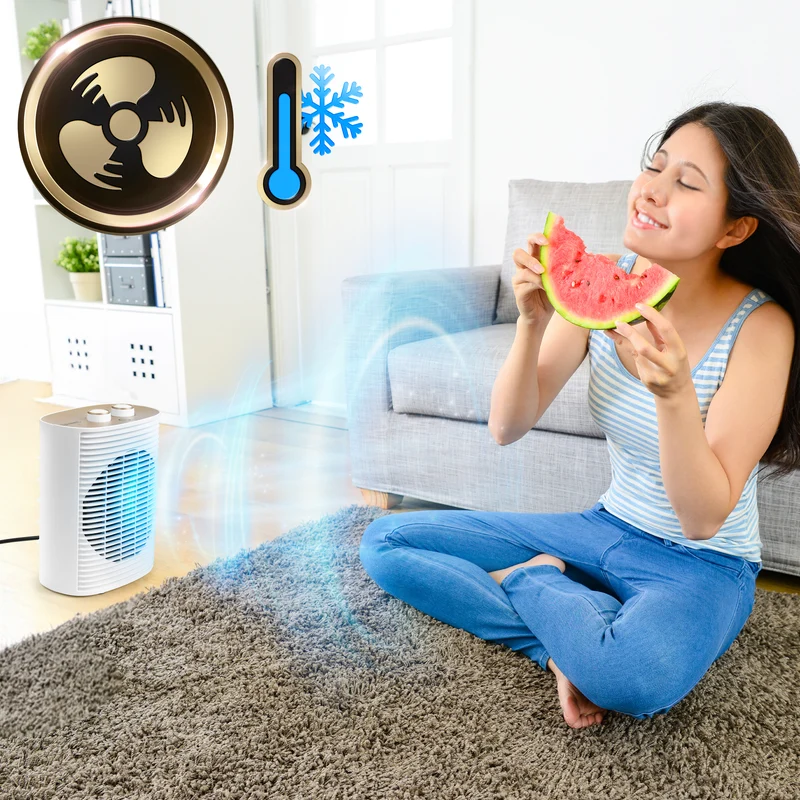 Duronic HV32 WE Stufetta Elettrica Portatile 2000W, Termoventilatore Compatto Silenzioso, 3 Modalità, Termostato Regolabile, Protezione Anti-Ribaltamento, Mini Heater per Casa e Ufficio