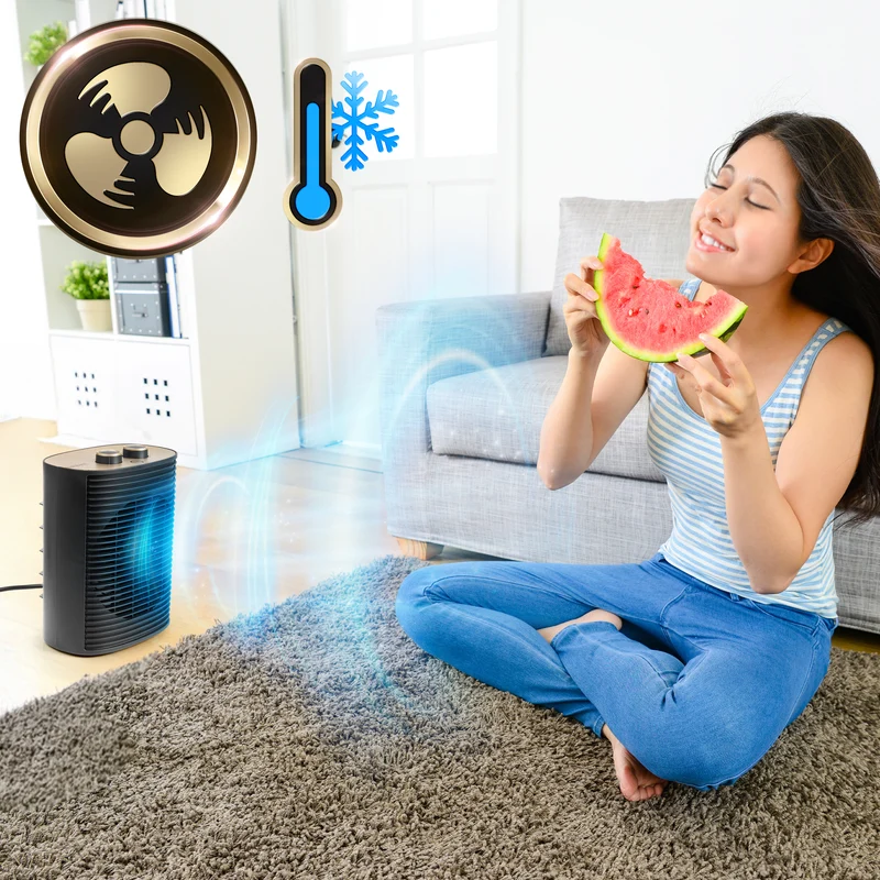 Duronic HV32 BK Stufetta Elettrica Portatile 2000W, Termoventilatore Compatto Silenzioso, 3 Modalità, Termostato Regolabile, Protezione Anti-Ribaltamento, Mini Heater per Casa e Ufficio