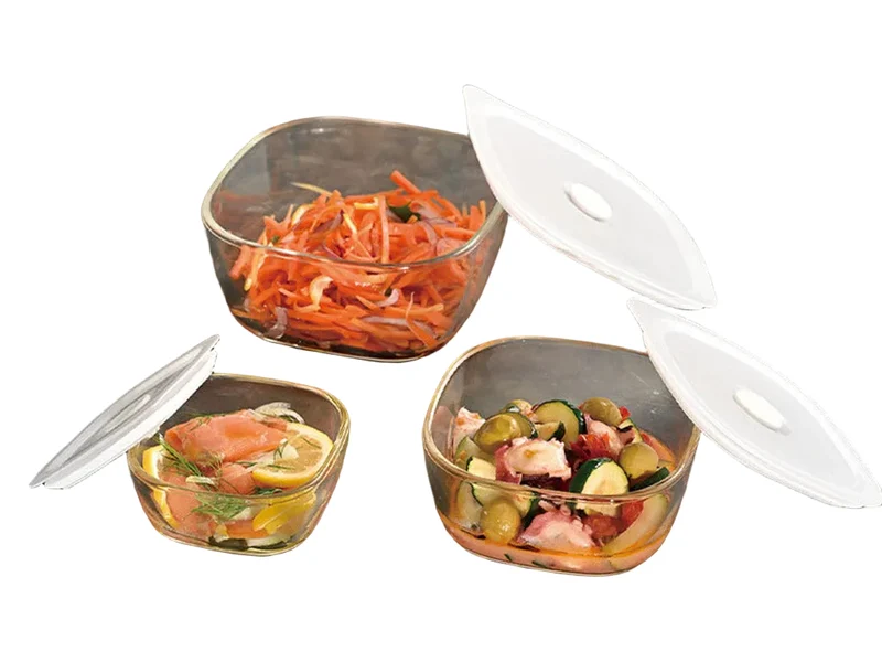 3 PC Heatproof Square Sealed Glass Container