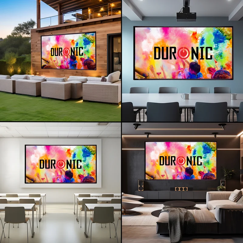 Duronic BD-SFPS120 Schermo di Proiezione 120" 16:9, Telo per Videoproiettore 4K Full HD 3D, Montaggio a Parete o Treppiede, Home Cinema, Ufficio, Scuola