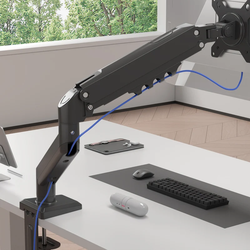 Duronic DM6A1 Supporto Monitor da Scrivania, Molla a Gas, Schermi 13"-32", Braccio Ergonomico Regolabile VESA 75/100, 360°, Inclinazione -90°/+85°, per PC, Ufficio, Gaming, Home Office, Portata 9 kg