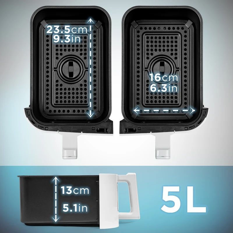 Duronic AFD2 WE Set 2 Cestelli di Cottura da 5 Litri per Friggitrice ad Aria, Compatibili Solo con i Modelli Duronic AF14, AF24, AF34, Accessorio per Airfryer a Doppio Cassetto