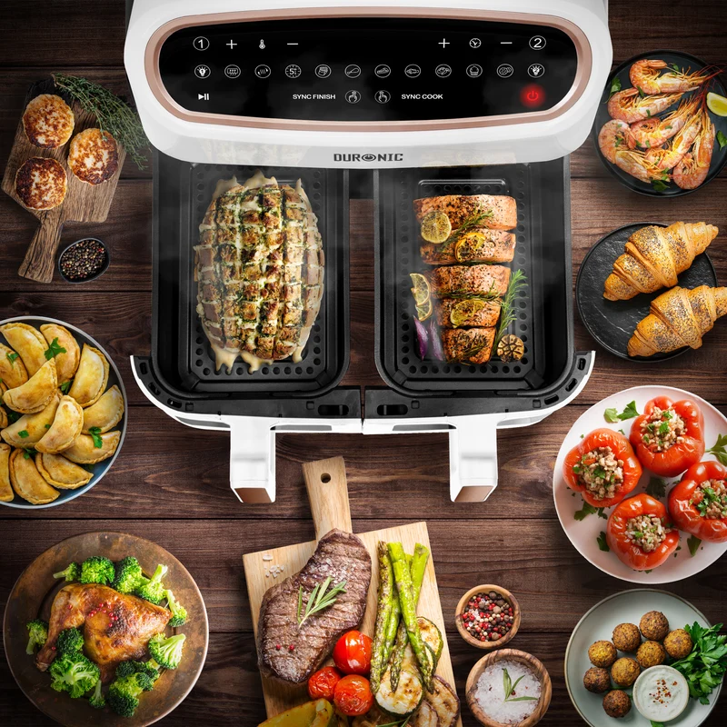 Duronic AFD2 WE Set 2 Cestelli di Cottura da 5 Litri per Friggitrice ad Aria, Compatibili Solo con i Modelli Duronic AF14, AF24, AF34, Accessorio per Airfryer a Doppio Cassetto