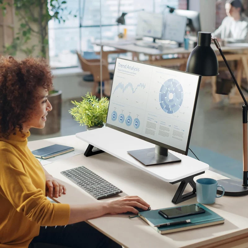 Duronic DM06-2 WE Supporto per Monitor e Laptop, 81x30 cm, Rialzo Ergonomico da Scrivania per 1 o 2 PC, Altezza 15 cm, Portata 10 kg, Bianco, Mensola Salvaspazio per Casa e Ufficio