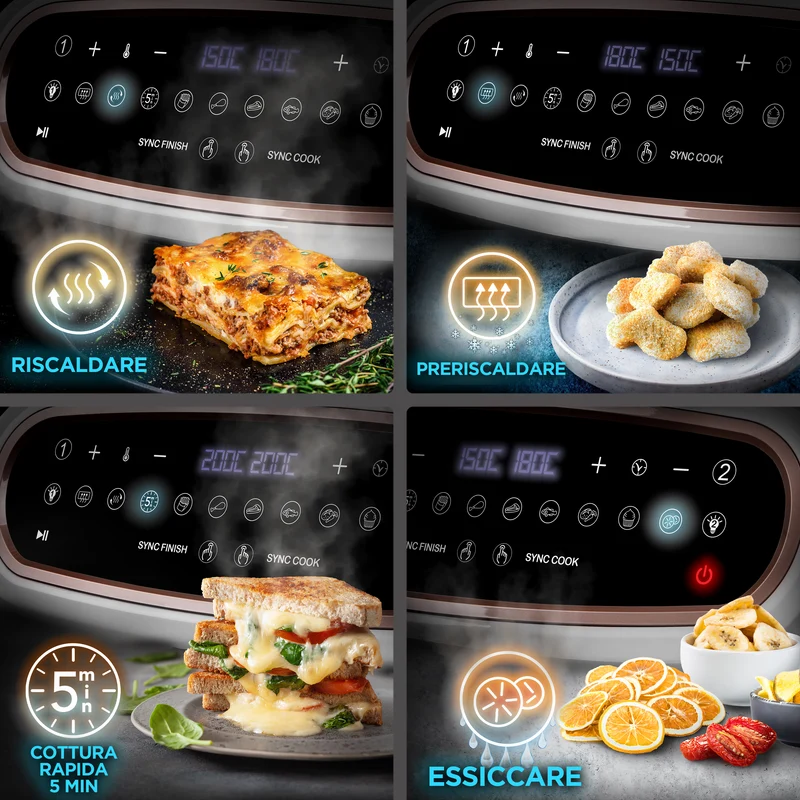 Duronic AF14 BK Friggitrice ad Aria extra grande Air Fryer 2400W Cestello da 10L Friggitrice senza olio 10in1 Friggitrice ad aria calda con finestra di controllo Friggitrice