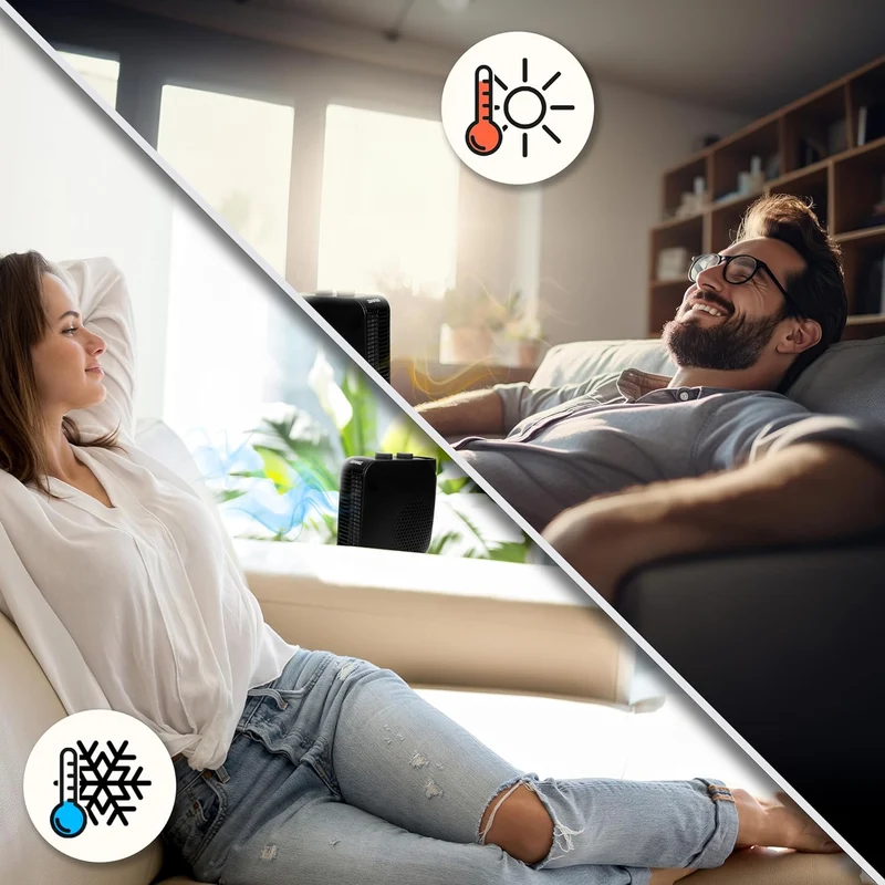 Duronic HV21 Termoventilatore Elettrico 2000W, 1200W/2000W, Stufetta Elettrica con Funzione Aria Fredda, Uso Verticale o Orizzontale, Protezione da Surriscaldamento, Stufa Portatile Casa Ufficio