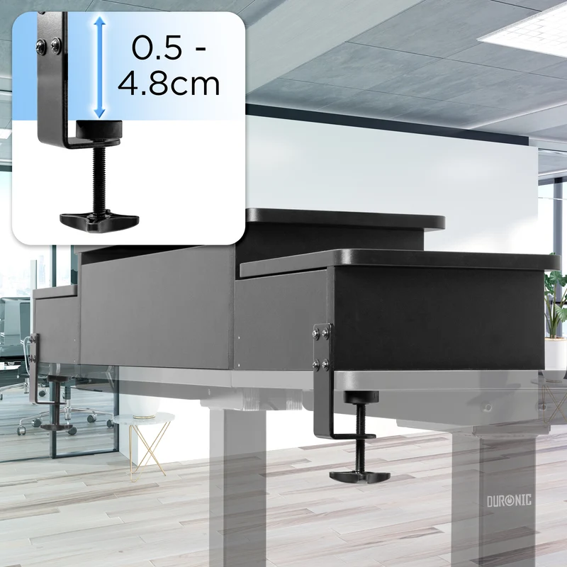 Duronic DD4 BK 120 cm Desk Top Nero con 3 cassetti | Compatibile con tutti i Desk Top da 120 cm | Accessorio per scrivania | Professionale estetico e organizzato | Superficie per sollevare lo schermo