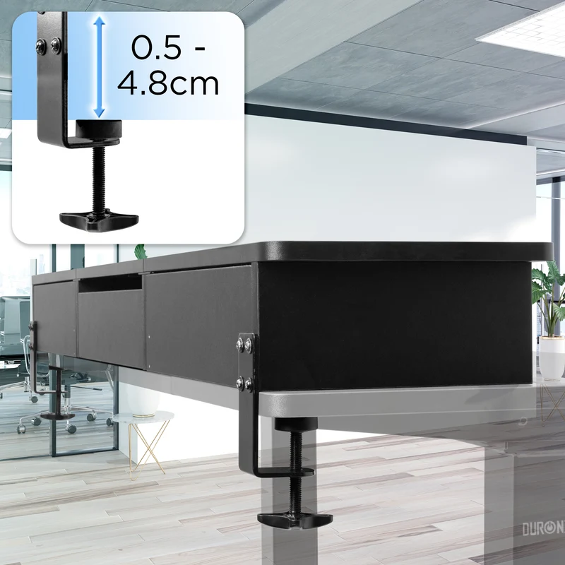 Duronic DD3 BK 120 cm Desk Top Nero con 2 cassetti |Compatibile con tutti i Desk Top da 120 cm | Accessorio per scrivania | Professionale estetico e organizzato | Superficie per sollevare lo schermo